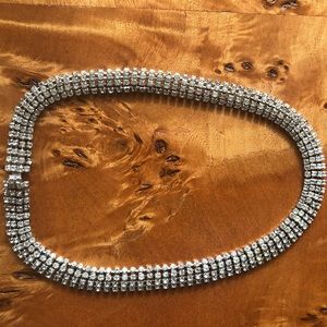 Vintage signed Kramer rhinestone collar necklace.